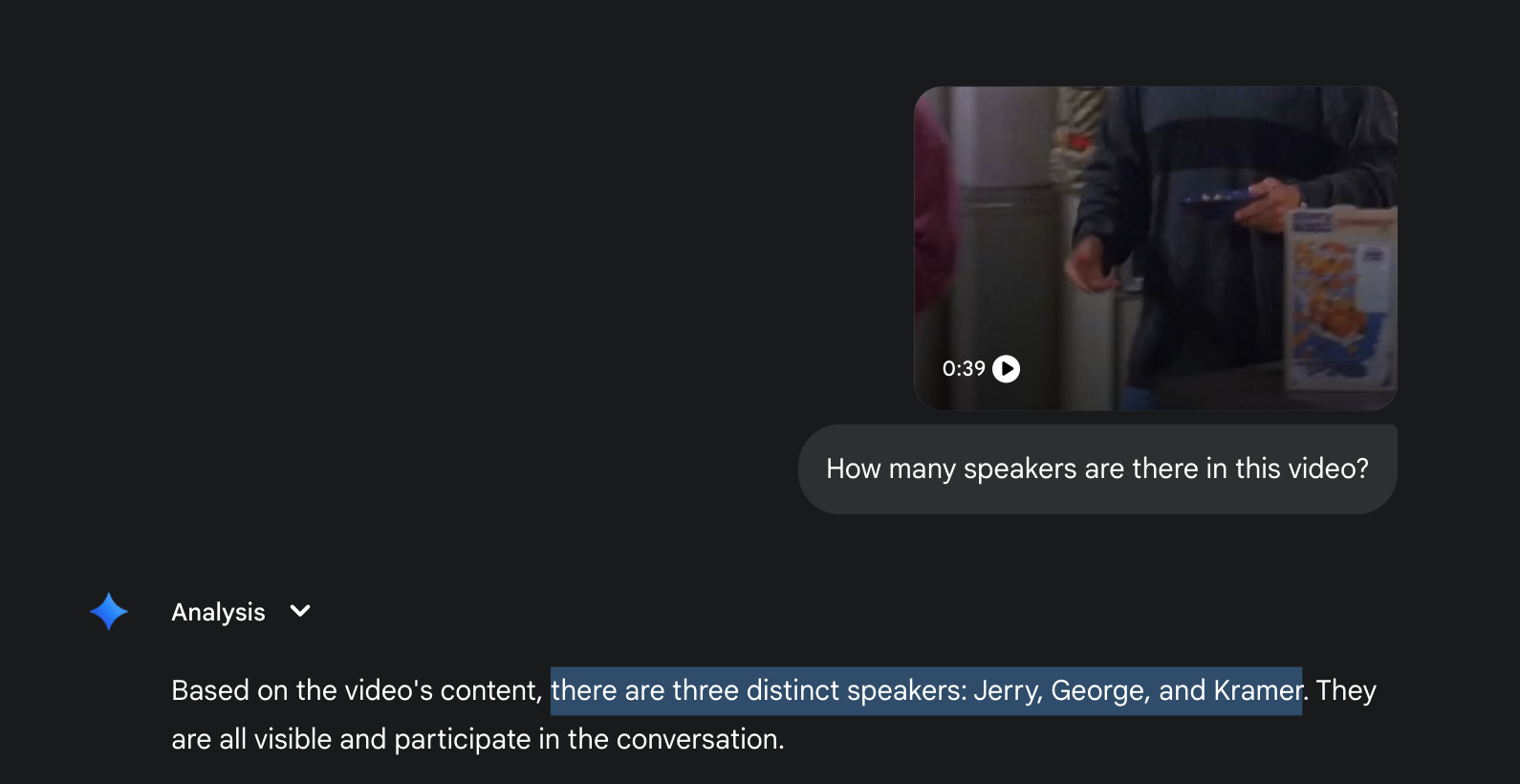 Gemini detecting speakers in video
